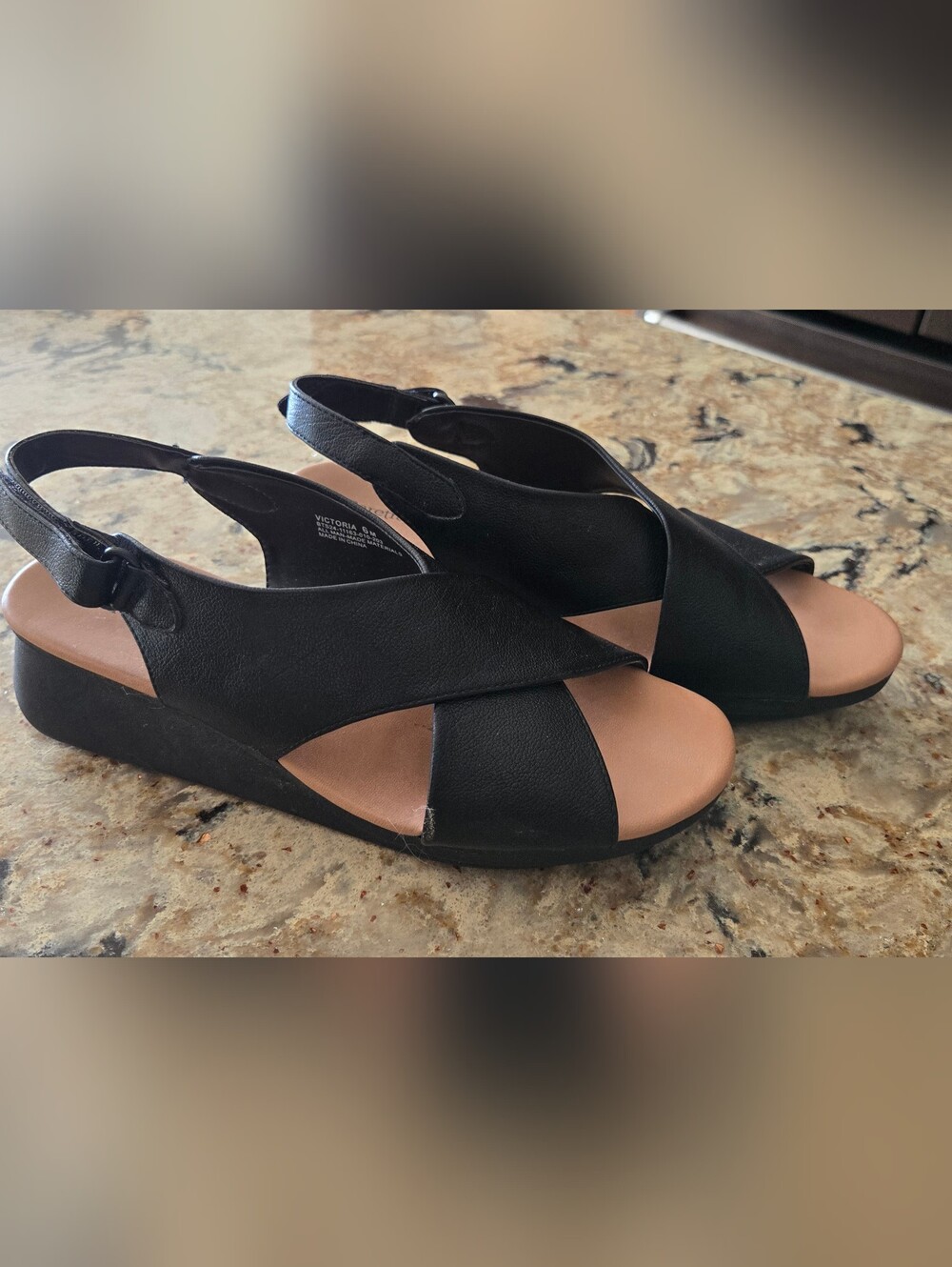 BareTraps Black Wedge Slingback Sandals